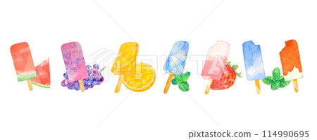 水彩冰棒插圖集 114990695