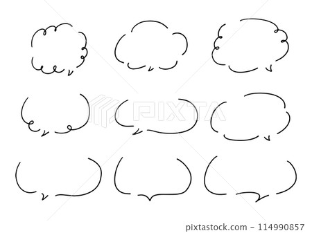 Simple line handwritten speech bubble set 114990857