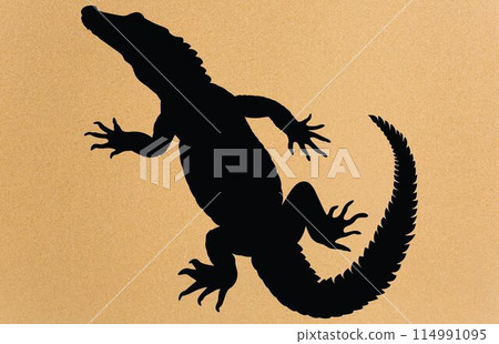 Crocodile and alligator silhouette, Alligator straight tail silhouette 114991095
