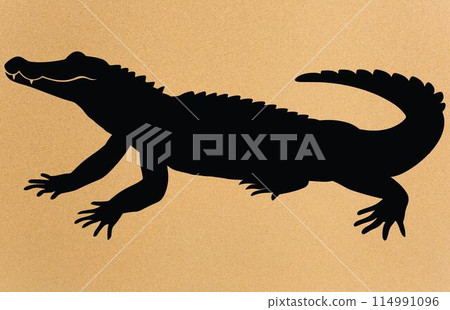 Crocodile and alligator silhouette, Alligator straight tail silhouette 114991096
