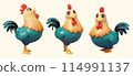 3D Cartoon rooster set 114991137
