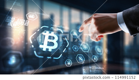 Polygonal bitcoin background technology concept 2024 114991152