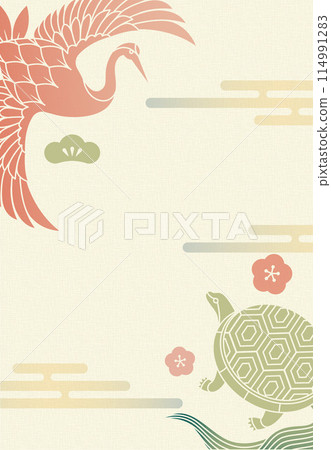 鶴龜背景插畫素材向量敬老日吉祥符長壽賀年片 114991283