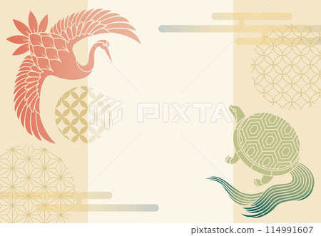 鶴龜背景插畫素材向量敬老日長壽吉祥符日式日式圖案 114991607