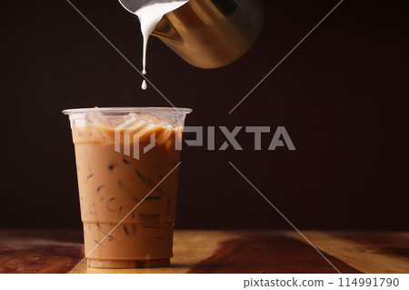 Ice cappuccino and milk foam Ice cappuccino and milk foam 114991790