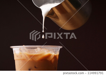 Ice cappuccino and milk foam Ice cappuccino and milk foam 114991791
