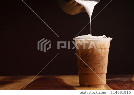Ice cappuccino and milk foam Ice cappuccino and milk foam 114991910