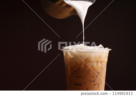 Ice cappuccino and milk foam 114991913