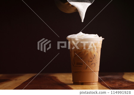 Ice cappuccino and milk foam 114991928