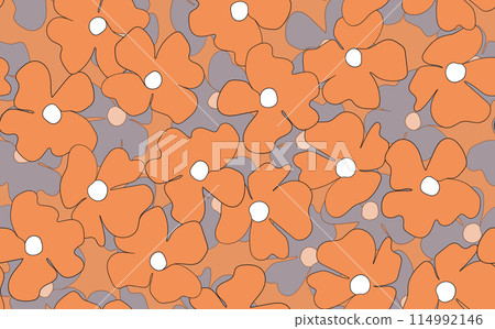 Floral seamless with hand drawn color flowers. Cute summer background. Modern floral compositions. Fashion vector stock illustration for wallpaper, posters, card, fabric, textile 114992146