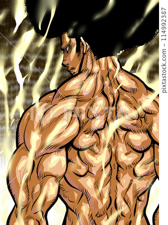 肌肉發達的男性背部的插圖 肌肉發達的男性背部的插圖 114992387
