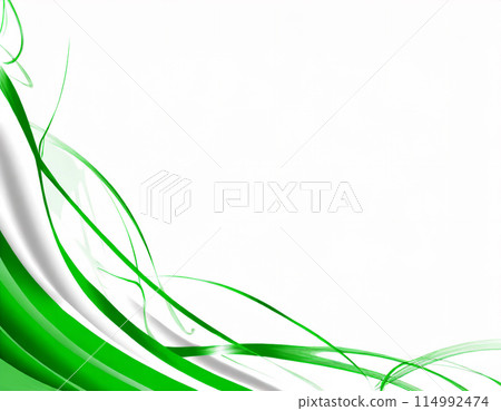 Abstract background material with yellow-green and white wave patterns. CG style. AI generated image. Abstract background material with yellow-green and white wave patterns. CG style. AI generated image. 114992474