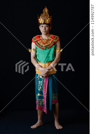 Indonesian Man in Traditional Dance Attire 114992787