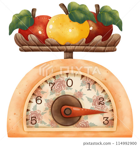 Watercolor paintings of fruit scales serve as decorative illustrations. 114992900