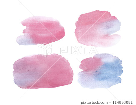 Set of colorful watercolor brush strokes in pink and blue colors 114993091