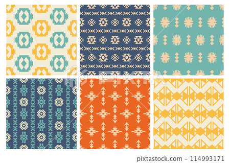 Tribal Southwestern Navajo Seamless Patterns Set Tribal Southwestern Navajo Seamless Patterns Set 114993171