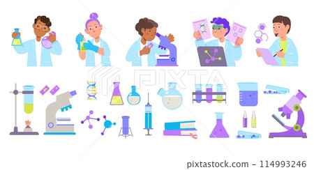 Science lab elements in flat design 114993246