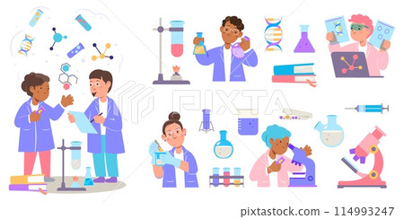 Science lab elements in flat design 114993247