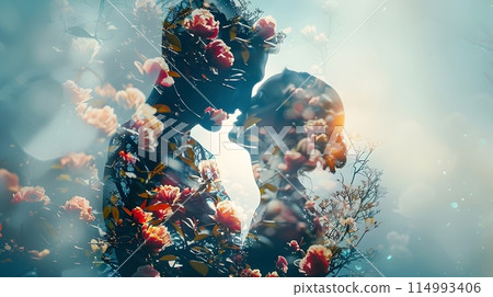 Ethereal Floral Family Embrace Symbolizing Growth and Love 114993406