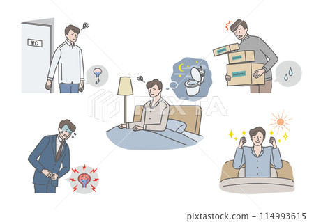 男性泌尿問題(漏尿、殘尿感、夜尿、膀胱炎)插圖集 男性泌尿問題(漏尿、殘尿感、夜尿、膀胱炎)插圖集 114993615