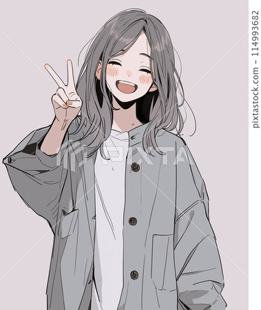 銀髮少女的可愛插畫“AI生成圖像” 銀髮少女的可愛插畫“AI生成圖像” 114993682