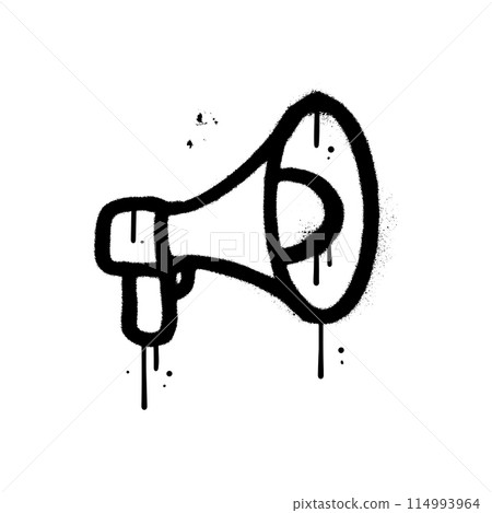 Grunge Spray Painted Graffiti Megaphone elements for retro dirty design. Textured vector illustration Sprayed isolated with a white background. 114993964