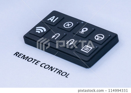 Remote control dashboard with buttons. Autonomous driving. Remote control dashboard with buttons. Autonomous driving. 114994331