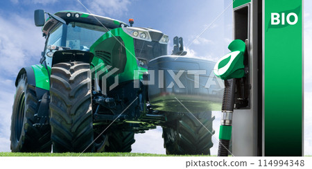 Biofuel filling station and agricultural tractor. Biofuel filling station and agricultural tractor. 114994348