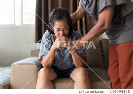 old asian woman suffering from mental health 114994568