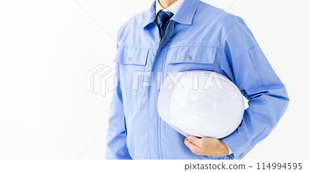 Man in work clothes, helmet, no face 114994595