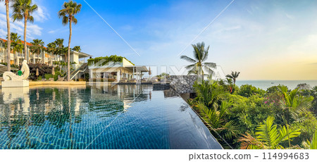 View of resort in Cape Panwa beach in Phuket, Thailand View of resort in Cape Panwa beach in Phuket, Thailand 114994683