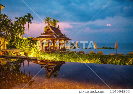 View of resort in Cape Panwa beach in Phuket, Thailand 114994803