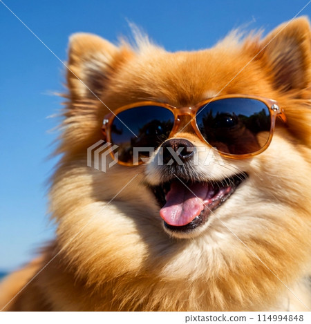 Pomeranian with sunglasses 114994848