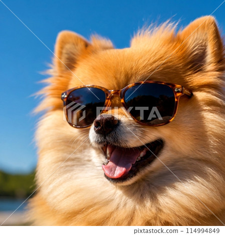 Pomeranian with sunglasses 114994849
