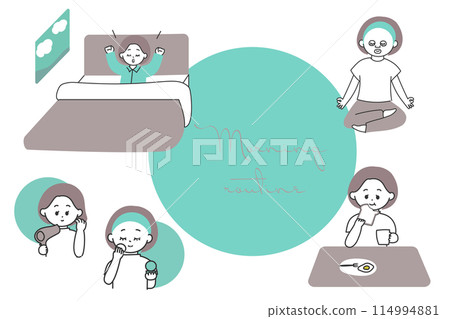Morning routine for women living alone Morning routine for women living alone 114994881