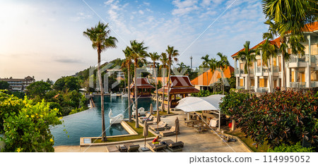 View of resort in Cape Panwa beach in Phuket, Thailand View of resort in Cape Panwa beach in Phuket, Thailand 114995052