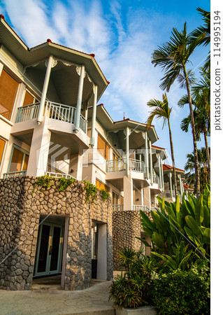 View of resort in Cape Panwa beach in Phuket, Thailand View of resort in Cape Panwa beach in Phuket, Thailand 114995194