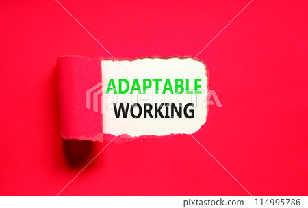 Adaptable working symbol. Concept words Adaptable working on beautiful white paper. Beautiful red paper background. Business Adaptable working concept. Copy space. Adaptable working symbol. Concept words Adaptable working on beautiful white paper. Beautiful red paper background. Business Adaptable working concept. Copy space. 114995786