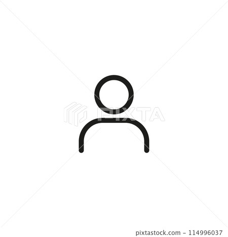 Black and white person icon with a circle over their head 114996037