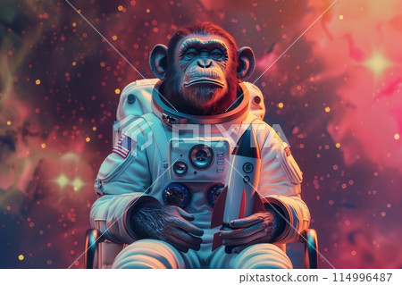 Monkey in a space suit in a fantasy concept. with Generative AI Monkey in a space suit in a fantasy concept. with Generative AI 114996487