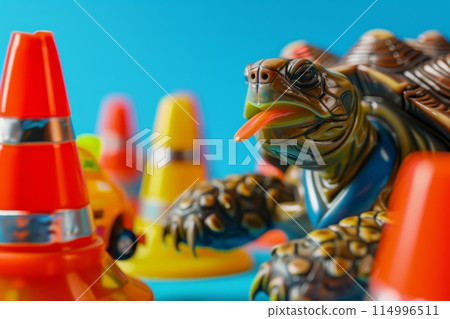 Turtle in a police uniform in a fantasy concept. with Generative AI 114996511