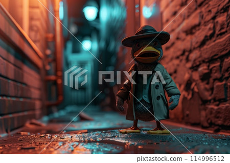 Duck in detective costume in fantasy concept. with Generative AI 114996512