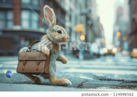 Rabbit in business clothes in a fantasy concept with Generative AI 114996562