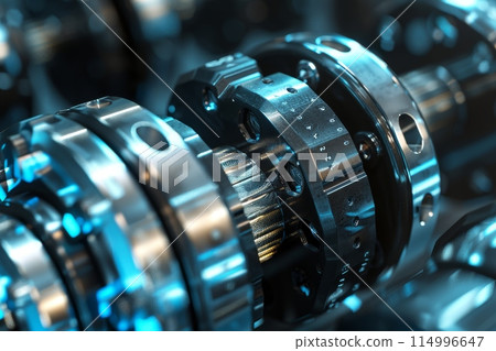 Close up photo of steel dumbbells in the gym with Generative AI 114996647