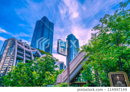 日本東京城市景觀五月。映照在新綠中的麻布台丘陵和神谷町站的景色=第5 日本東京城市景觀五月。映照在新綠中的麻布台丘陵和神谷町站的景色=第5 114997149