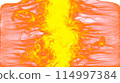 3d illustration. Tongues of flame collide from opposite sides on a white background.  114997384