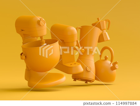 Electric kitchen appliances and utensils for making culinary on monochrome Electric kitchen appliances and utensils for making culinary on monochrome 114997884