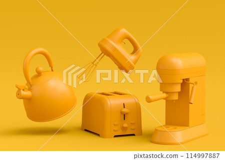 Electric kitchen appliances and utensils for making culinary on monochrome Electric kitchen appliances and utensils for making culinary on monochrome 114997887