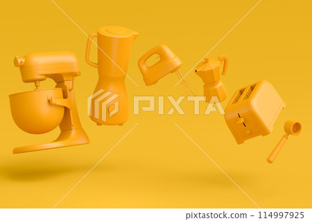 Electric kitchen appliances and utensils for making culinary on monochrome Electric kitchen appliances and utensils for making culinary on monochrome 114997925