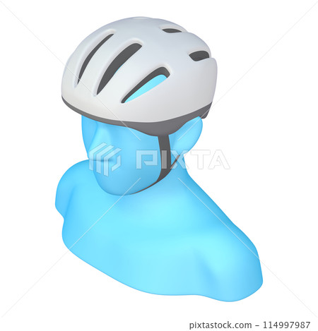 Bicycle accessories illustration material Helmet (1_3_3) White Wearing image 114997987
